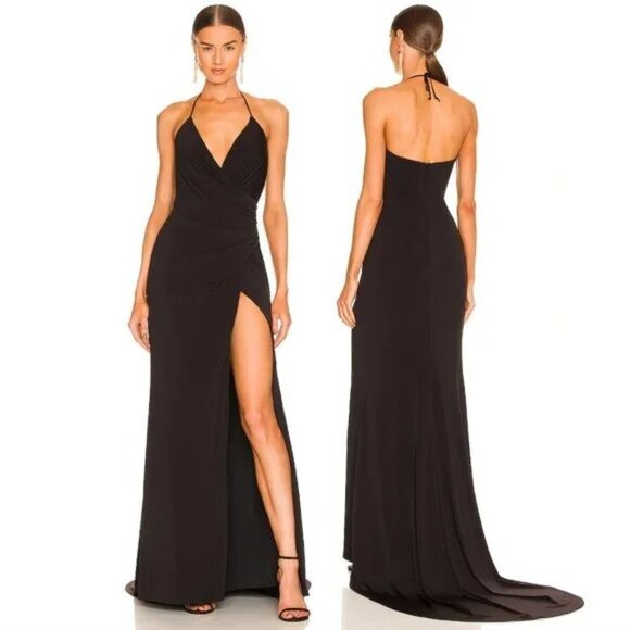 New Katie May x REVOLVE Jupiter Gown in Black classy maxi slit maxi dress
